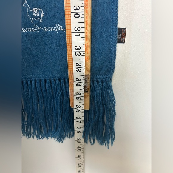 Alpaca Camargo 100% Alpaca 78”X9” Fringe Blue Scarf Soft Made in Peru Old Money - Picture 10 of 12